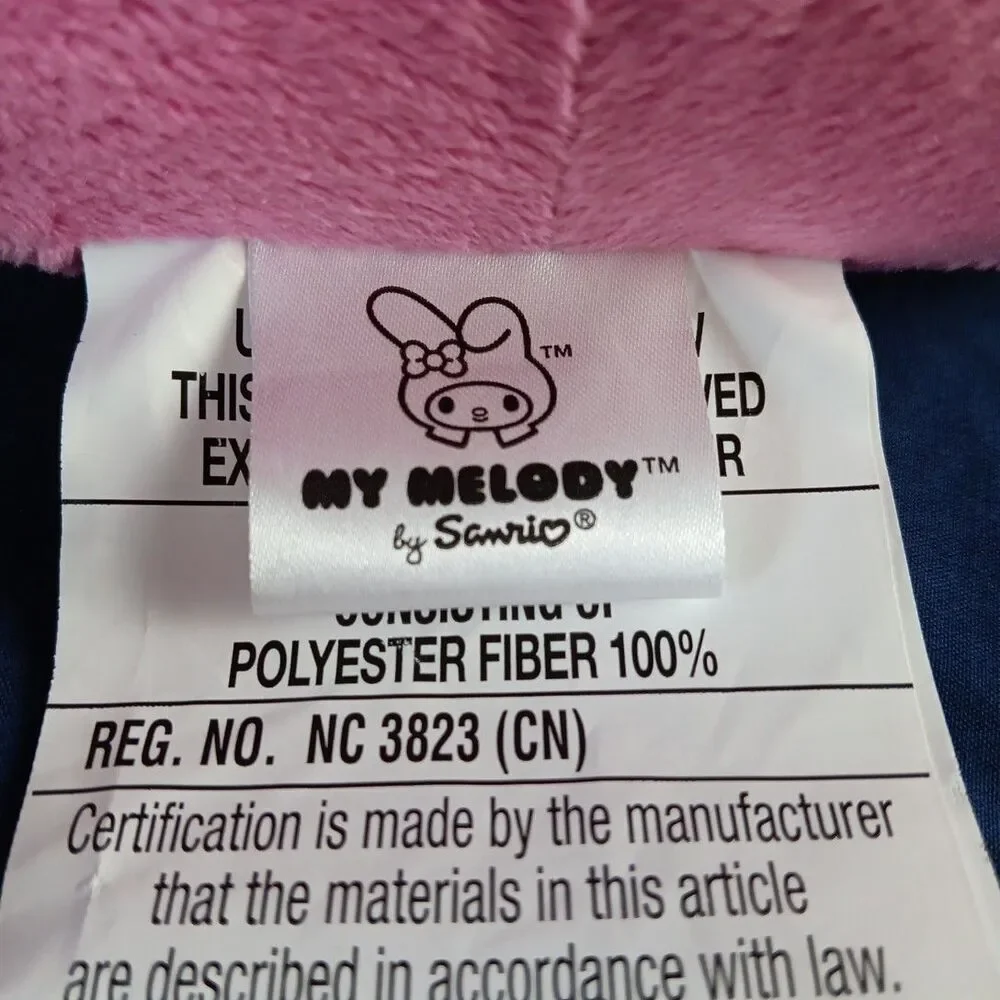 Sanrio My Melody Big Face Plush Pillow Embroidered Detail Stuffed Pink White